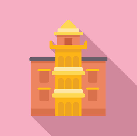 Asian pagoda temple building with balconies representing traditional vietnamese national architectureのイラスト素材