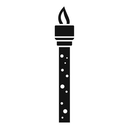 Burning torch passing ceremony black and white silhouette iconのイラスト素材