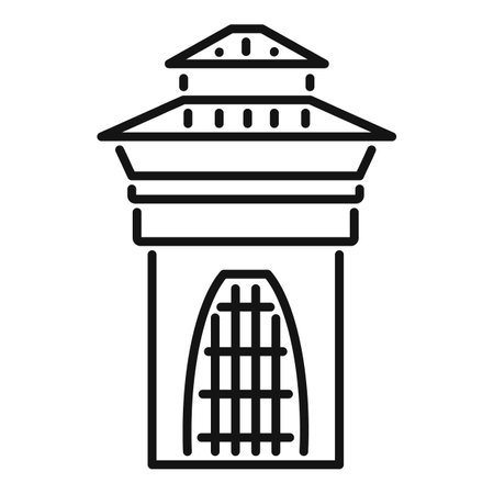 Ancient building with arched entrance and tiled roof icon thin line for web and mobile, modern minimalist flat designのイラスト素材