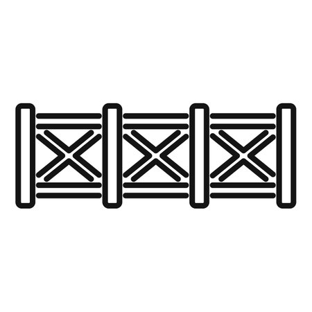Simple black and white illustration of a wooden fence with x shaped bracingのイラスト素材