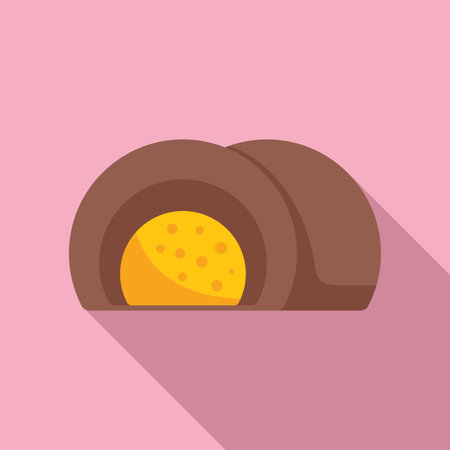 Round chocolate praline with filling showing, a sweet treat for a special occasion or a romantic gestureのイラスト素材