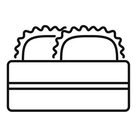 Two pillows resting on a double bed in a hotel room, simple minimalist black and white line artのイラスト素材