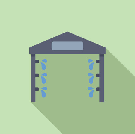 Car wash entrance spraying water on a green backgroundのイラスト素材