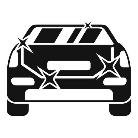 Black and white icon of a car sparkling after being completely washed and detailedのイラスト素材