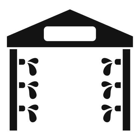 Car wash building is actively cleaning an automobile using water sprayersのイラスト素材