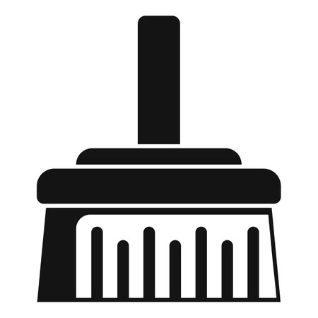 Black silhouette of a cleaning brush with short handle for scrubbing and sweepingのイラスト素材