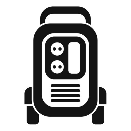Black and white icon of a portable power generator, ideal for construction sites or emergenciesのイラスト素材