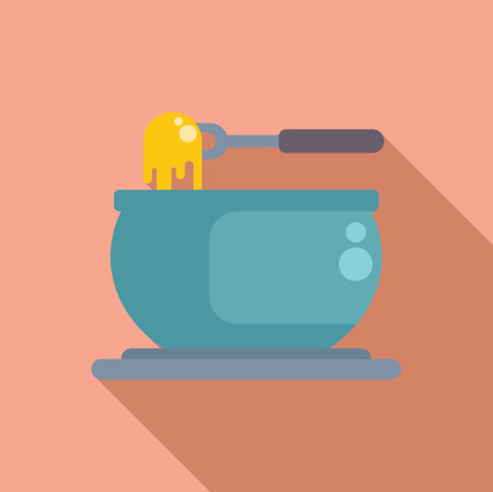 Fondue fork is dipping melted cheese into a fondue pot, ready to be enjoyedのイラスト素材
