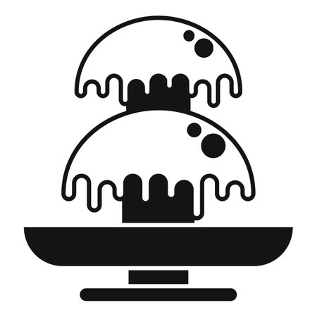 Black silhouette of a two tiered water fountain cascading into a basin, perfect for representing relaxation and tranquilityのイラスト素材