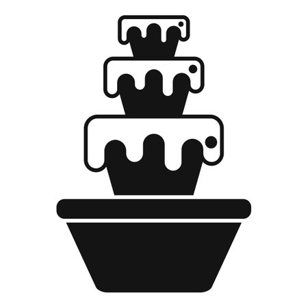 Simple black and white icon of a chocolate fountain cascading down multiple tiersのイラスト素材