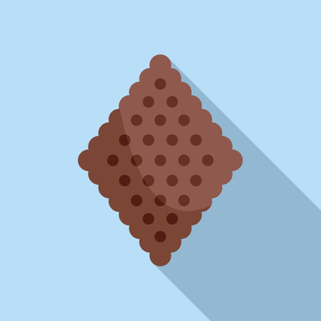 Simple square chocolate cracker with holes lying on blue backgroundのイラスト素材