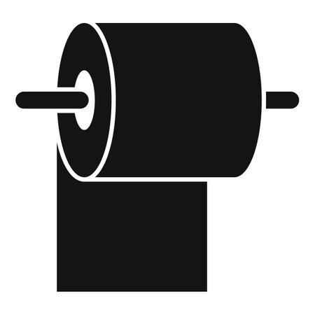 Black simple style icon of a toilet paper roll hanging on a holderのイラスト素材