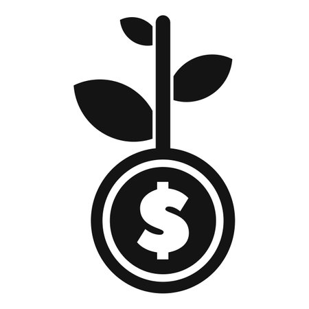 Plant growing from a coin symbolizing investment growthのイラスト素材