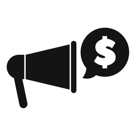 Megaphone announcing big financial opportunity with dollar symbolのイラスト素材