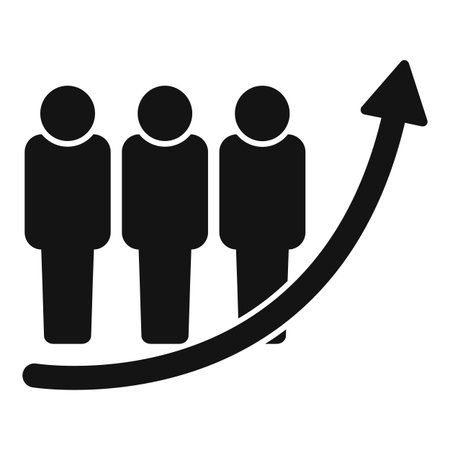 Icon of a growing up arrow chart with three business people standing on itのイラスト素材