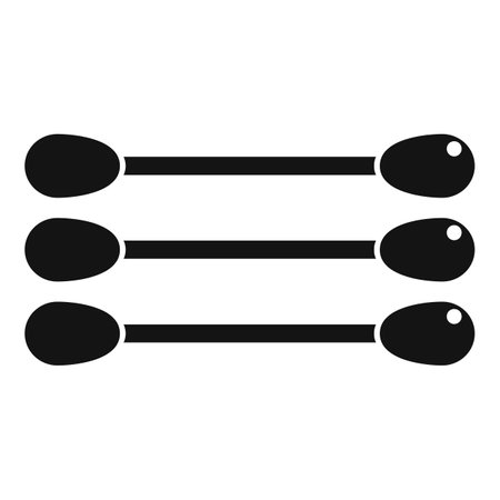 Simple icon of three new cotton buds lying horizontally forming a rowのイラスト素材