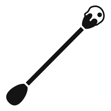 Black silhouette of a dirty cotton bud with ear wax, representing a lack of hygieneのイラスト素材