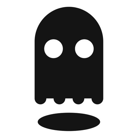 Simple black and white icon of a ghost floating over its shadowのイラスト素材