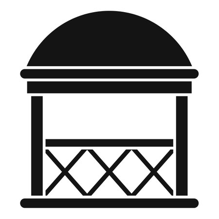Simple icon of a street food stall with a round roof, perfect for representing food markets and street food vendorsのイラスト素材
