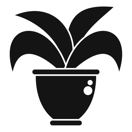 Simple black and white image of a plant growing from a ceramic potのイラスト素材