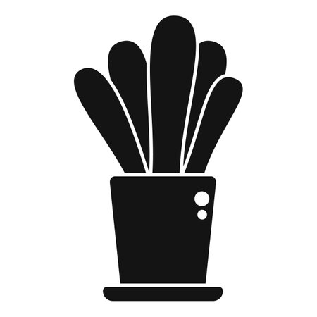 Black silhouette of a houseplant growing in a pot, simple icon illustrationのイラスト素材