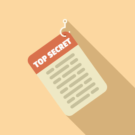 Top secret document hanging from a fish hook representing a phishing scamのイラスト素材