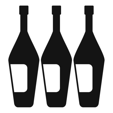 Simple icon showing three wine bottles with blank labels, ready for your designのイラスト素材