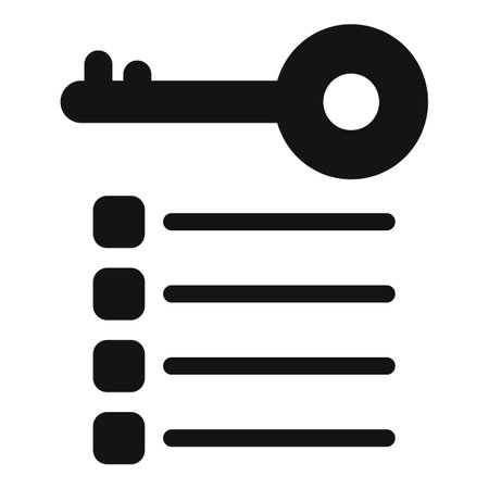 Key unlocking multiple checkboxes on a checklist, symbolizing problem solving and achieving goalsのイラスト素材