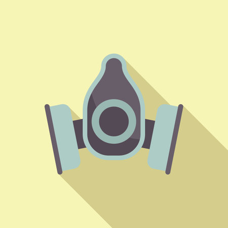 Respirator mask protecting from toxic fumes and viruses, flat design icon with long shadowのイラスト素材
