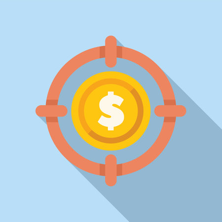 Concept of business objective and financial goal with a target focusing on a big golden coinのイラスト素材