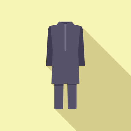 Simple flat icon of a traditional muslim man outfit hanging on wall, with long shadowのイラスト素材
