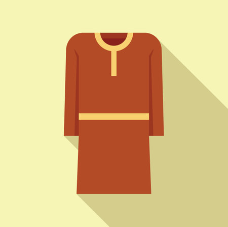 Long sleeve red dress with yellow details, representing traditional muslim man attireのイラスト素材