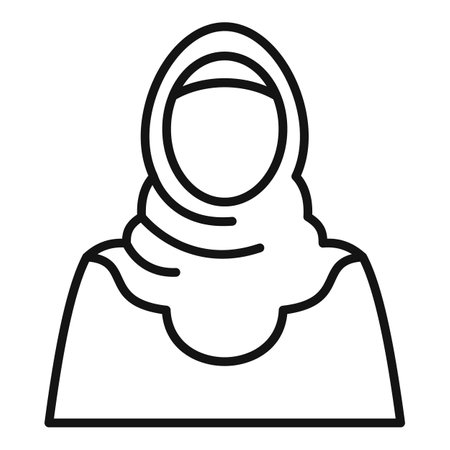 Line drawing of a young muslim woman wearing a traditional hijab headscarfのイラスト素材
