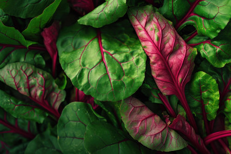Nutritious Beet leaves. Organic food chard. Generate Aiの素材