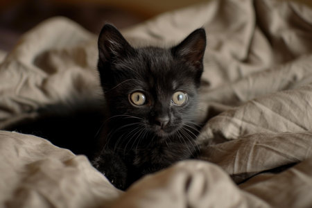 Enduring Cat black light. Summer portrait. Generate Aiの素材