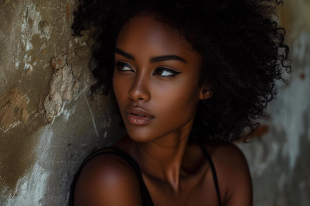 Eye-catching Black female. Elegant woman. Generate Aiの素材