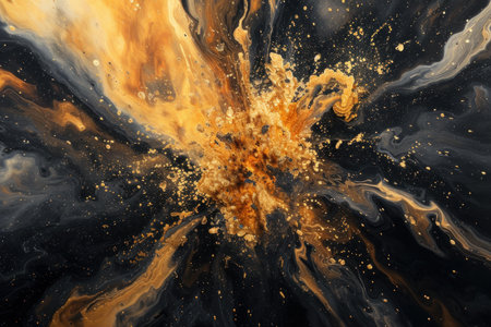 Opulent Black gold explosion party. Happy invitation. Generate Aiの素材