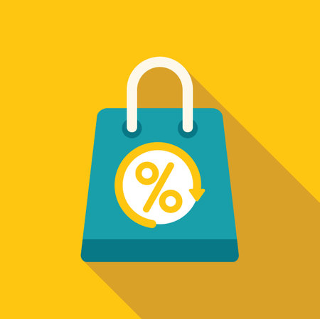 Shopping bag with percentage sign showing cashback and money refund conceptのイラスト素材