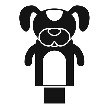 Black and white silhouette of a finger puppet representing a puppy, perfect for illustrating childhood, games or creativityのイラスト素材