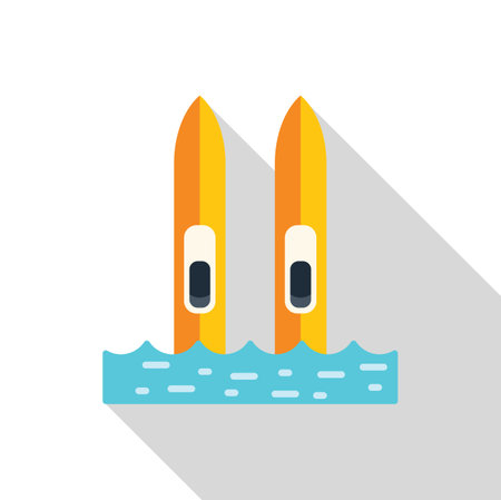 Simple icon of a pair of water skis floating on water, perfect for representing water sports and summer activitiesのイラスト素材