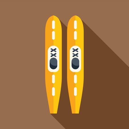Pair of yellow water skis is shown, ready for a thrilling ride on the lakeのイラスト素材