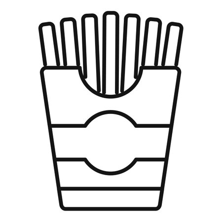 Simple black and white line drawing of a french fries boxのイラスト素材