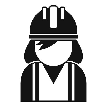 Simple icon of a female construction worker wearing a hard hatのイラスト素材