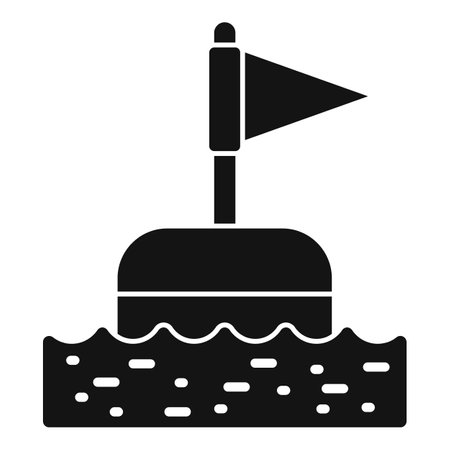 Black silhouette of a sea buoy with a flag, marking a safe swimming areaのイラスト素材