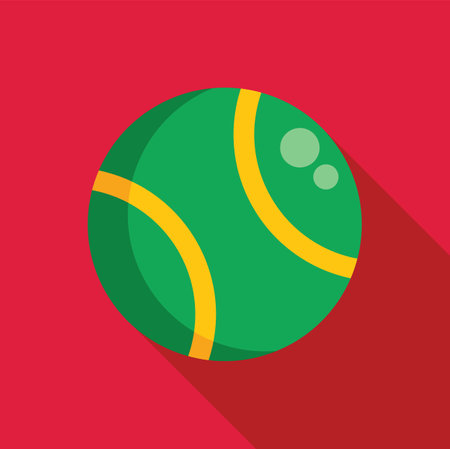 Simple, flat design of a green ball bouncing with a long shadowのイラスト素材