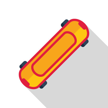 Yellow skateboard casting a long shadow, great illustration for skateboarding and urban lifestyle conceptsのイラスト素材