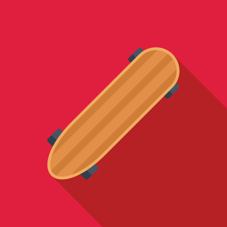 Longboard skateboard lying on red background, extreme sport conceptのイラスト素材