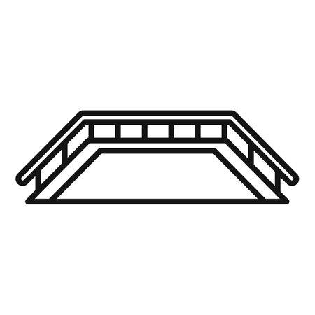 Simple line drawing of a pedestrian bridge spanning a gapのイラスト素材