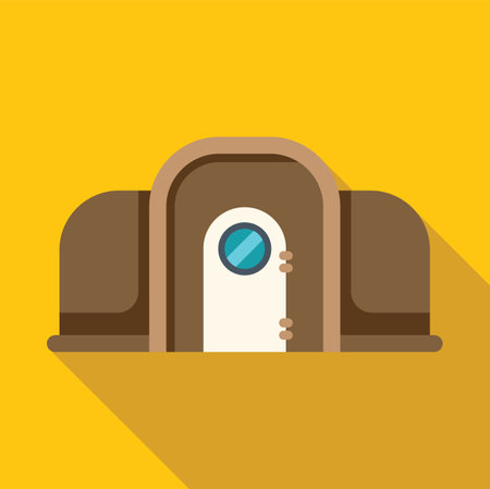Underground house with round door representing modern and ecological housing solutionのイラスト素材