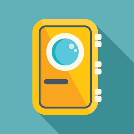 Yellow action camera showing the lens and side buttonsのイラスト素材